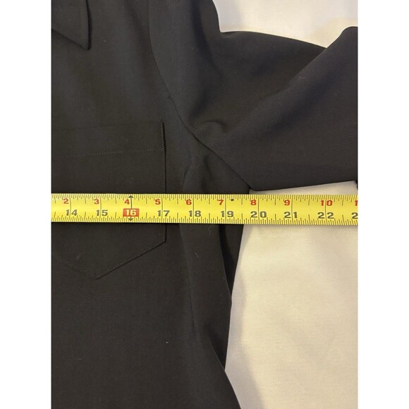 LAUREN RALPH LAUREN Black Button Wool Blend Shirt Dress Women 12 Midi 3/4 Office - Picture 9 of 10